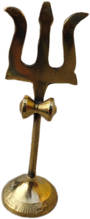Brass Trident-Shaped Decorative Stand – Solid Metal Showpiece